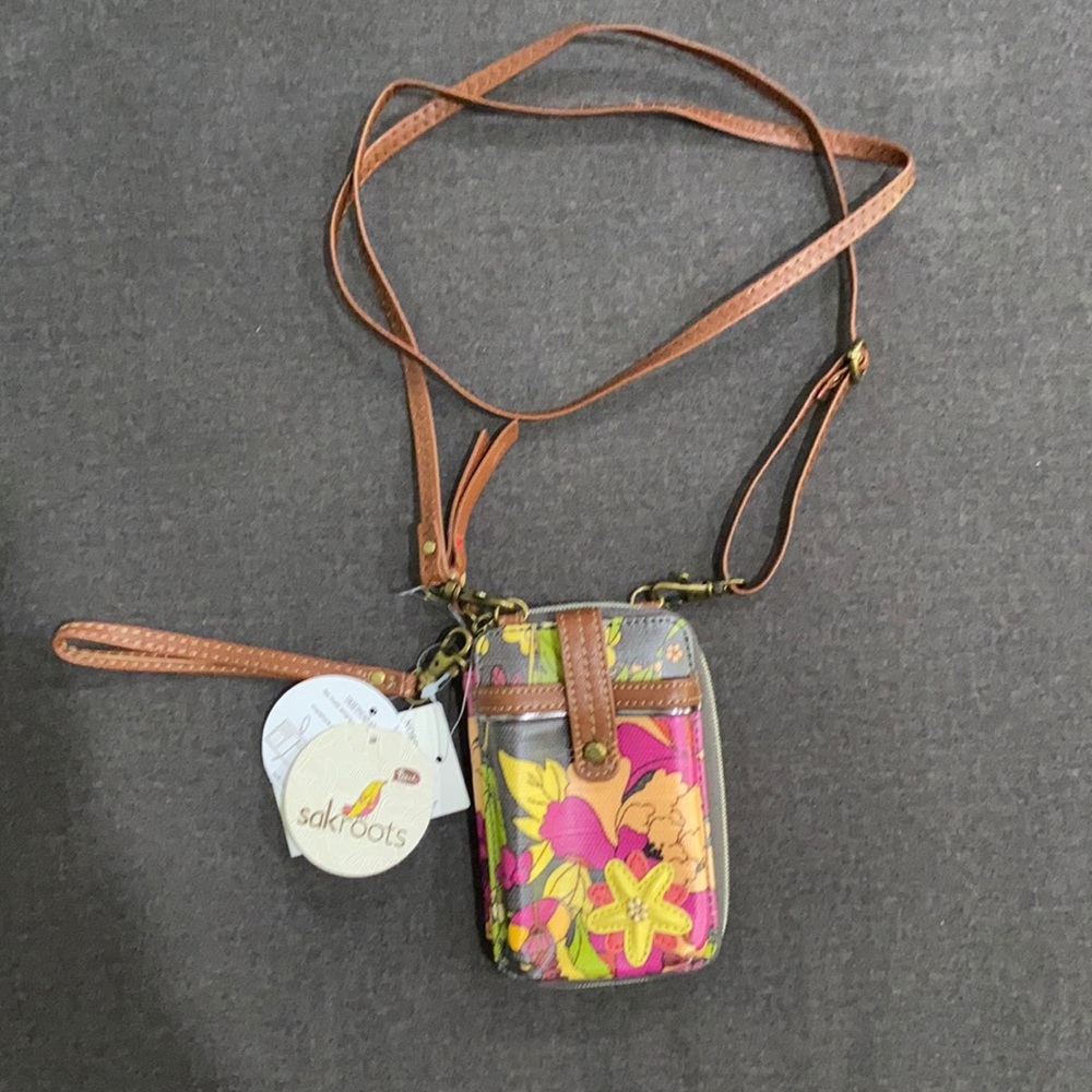 Sakroots wristlet wallet with long strap